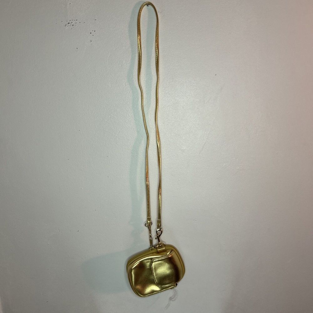 Metallic Gold Mini Crossbody Bag with Chain Strap - Compact Evening Purse